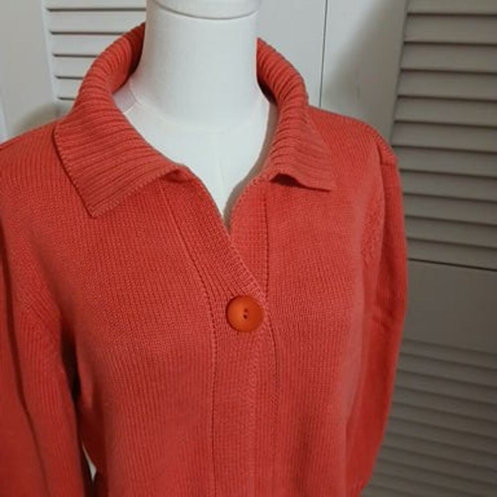 VTG TALBOTS Large Coral single-button cardigan long-sleeved cotton blend